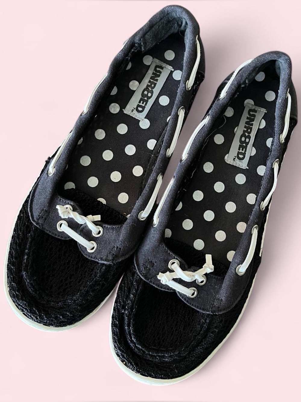 Y2K Unr8ed Black Emo Flats
